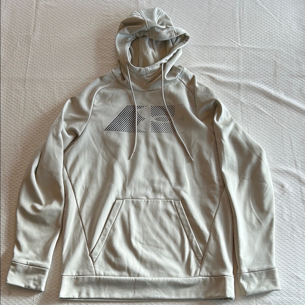Men’s Under Armor Pull Over Hoody tan size small fleece lined 1373404
